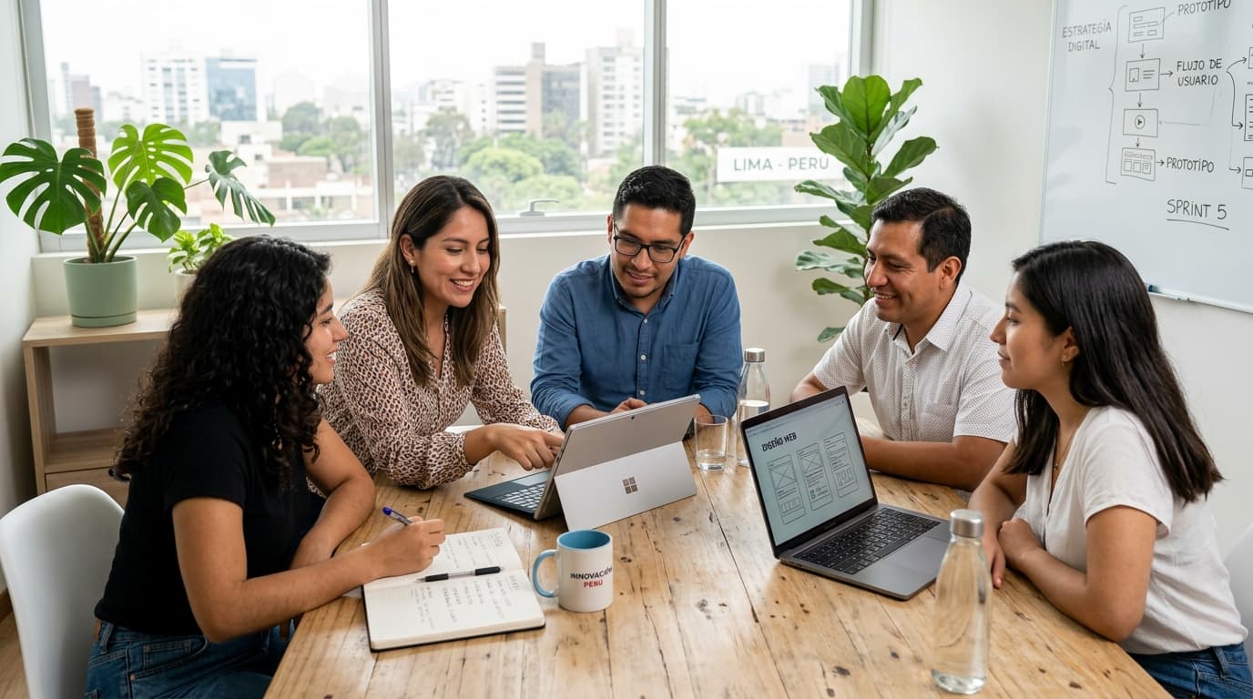 Equipo de ingenieros de software y consultores de TunkiTek diseñando plataformas web modernas en Lima Perú